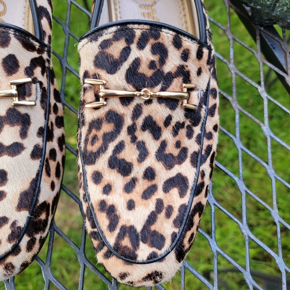 Sam Edelman Loraine Leopard Print Calf Hair Flat Horse Bit Loafers Size 6 - Picture 3 of 10